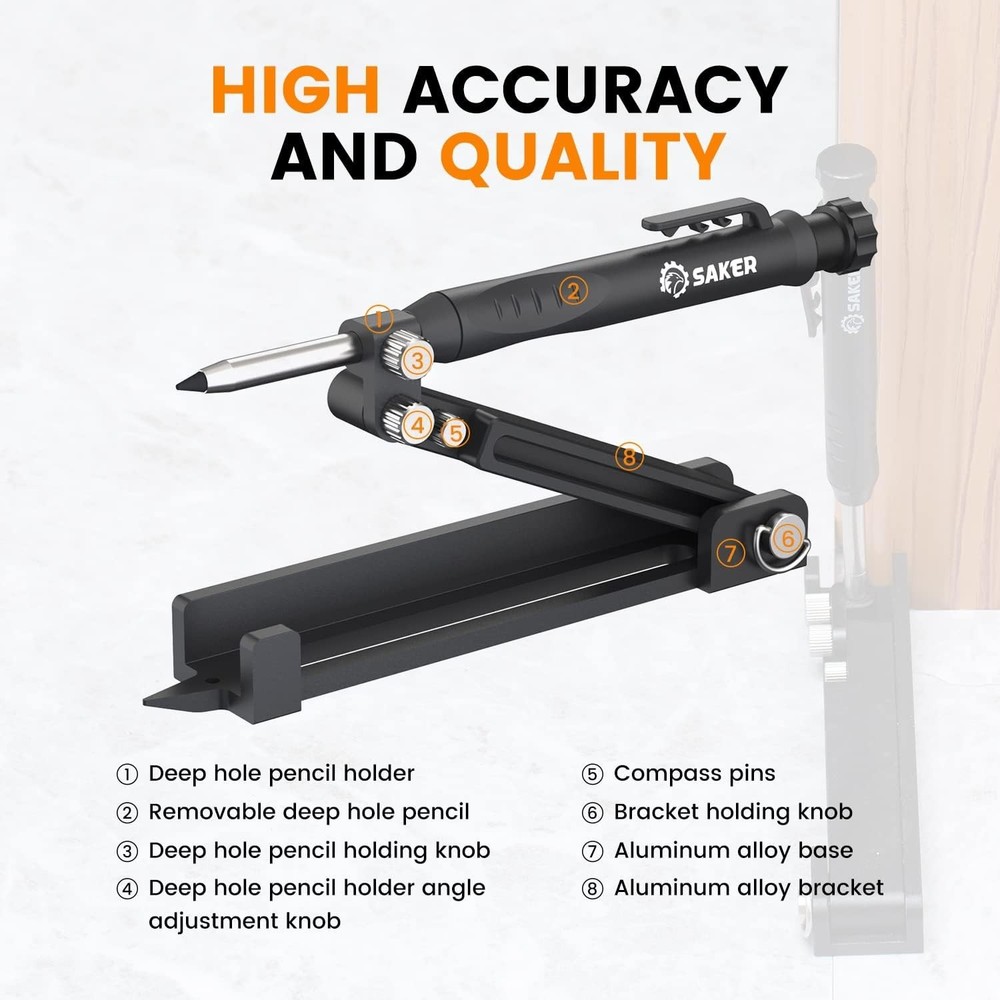 Compact Multi-Function Scribing and Measuring Tool for DIY Projects - 5.5 Inches