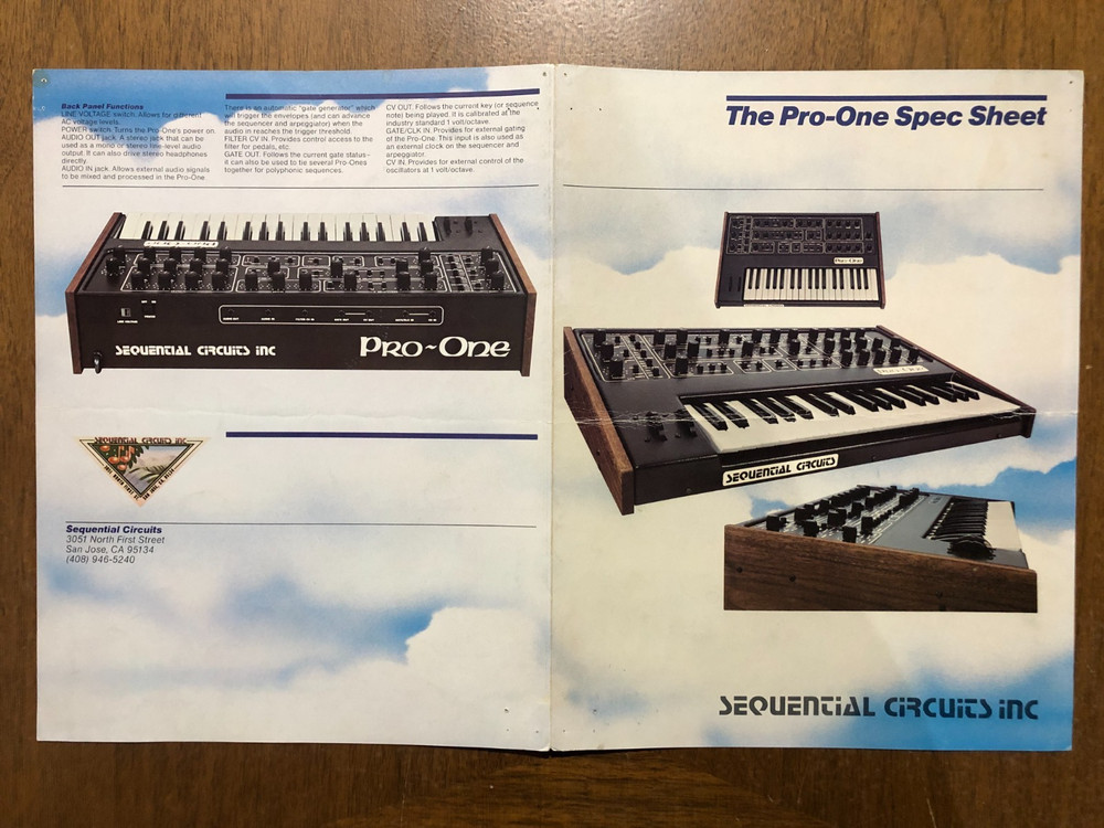 Sequential Pro - One Synthesizer Original Sales Brochure
