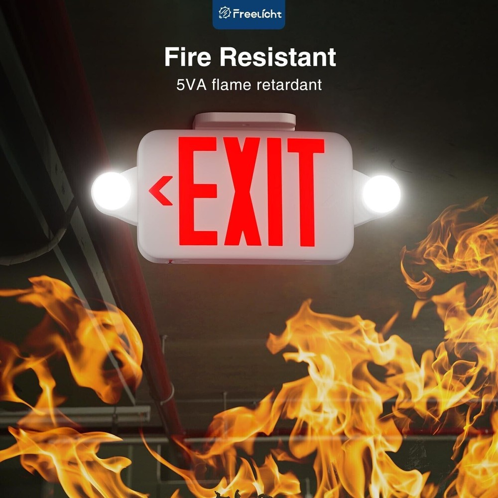 1 UNIT LED Exit Sign Emergency Lights Compact Combo FCC-Listed Wall or Ceiling