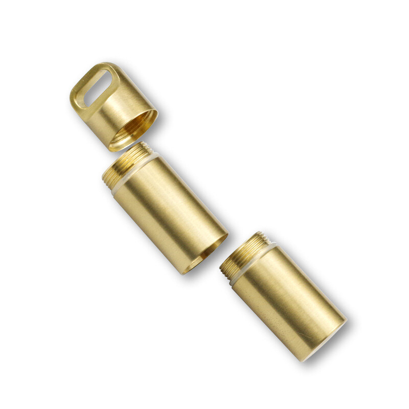 1PC Brass Pill Case Holder EDC Pill Organizer Container 2 Compartment Waterproof
