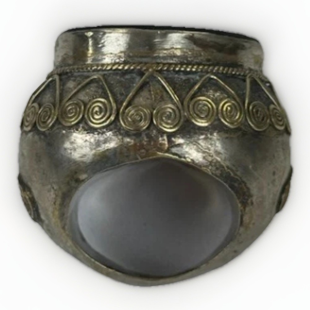 Antique Afghan Carnelian Carved Silver Ring