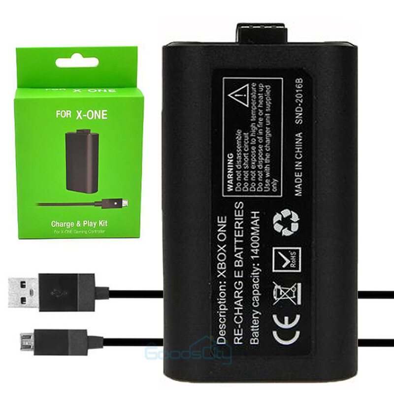 USB Rechargeable Battery Pack For XBox One Controller & Charger Cable Kit