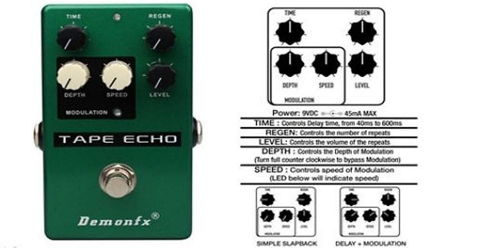 Demonfx TAPE ECHO with Modulation function Soundscape Machine Fast US. ship