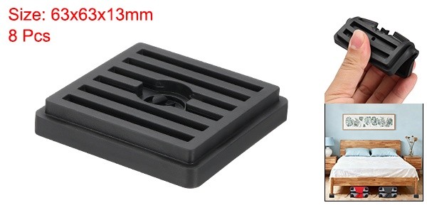 8Pcs Bed Risers Square Heavy Duty Stackable Lift Block to 0.5 Inch Black