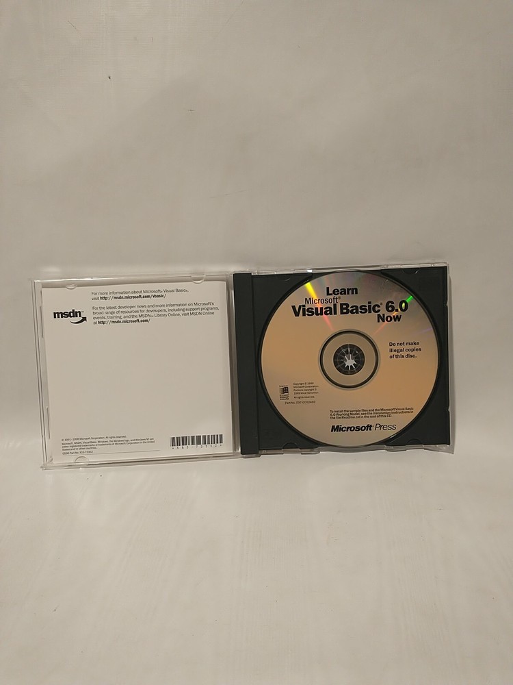 Microsoft VisualBasic 6.0 Professional Edition CD with With Key Code Used