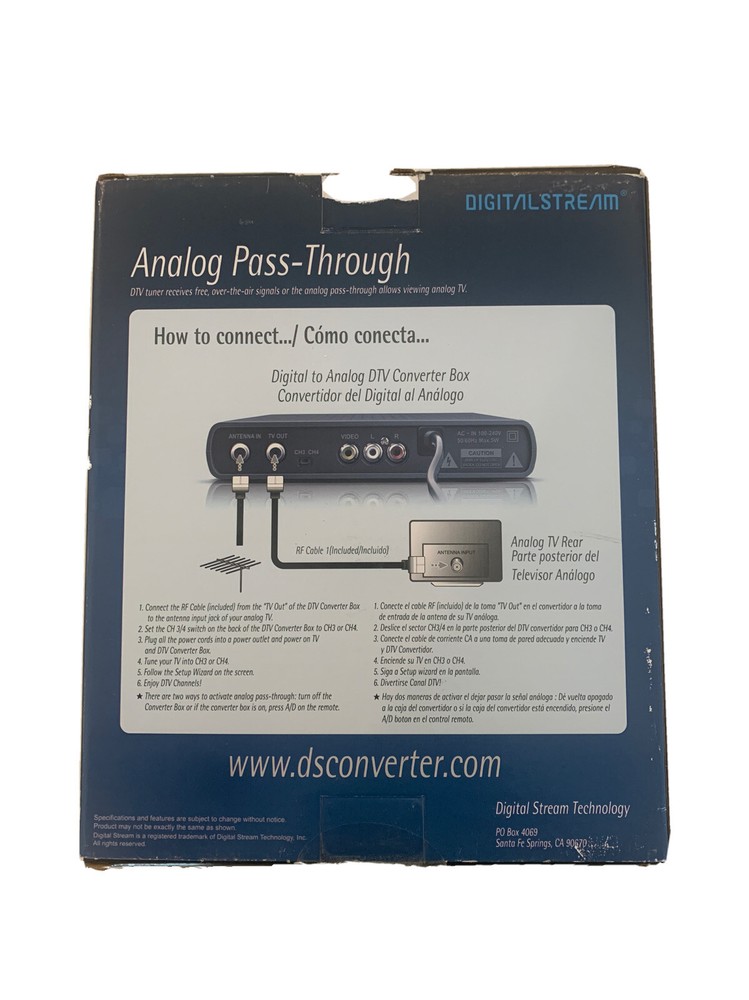 Digital Stream Analog Pass-Through DTV Converter Box DTX9950 - MISSING RF CABLE