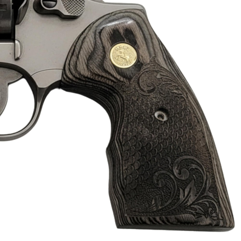 Colt Python Grips Black Rosewood Scroll & Scales Gold Colt Medallion