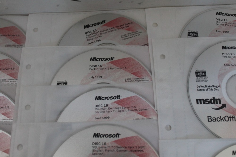 1999 MSDN BackOffice Test Platform Software 1 thru 16 and 19 thru 21