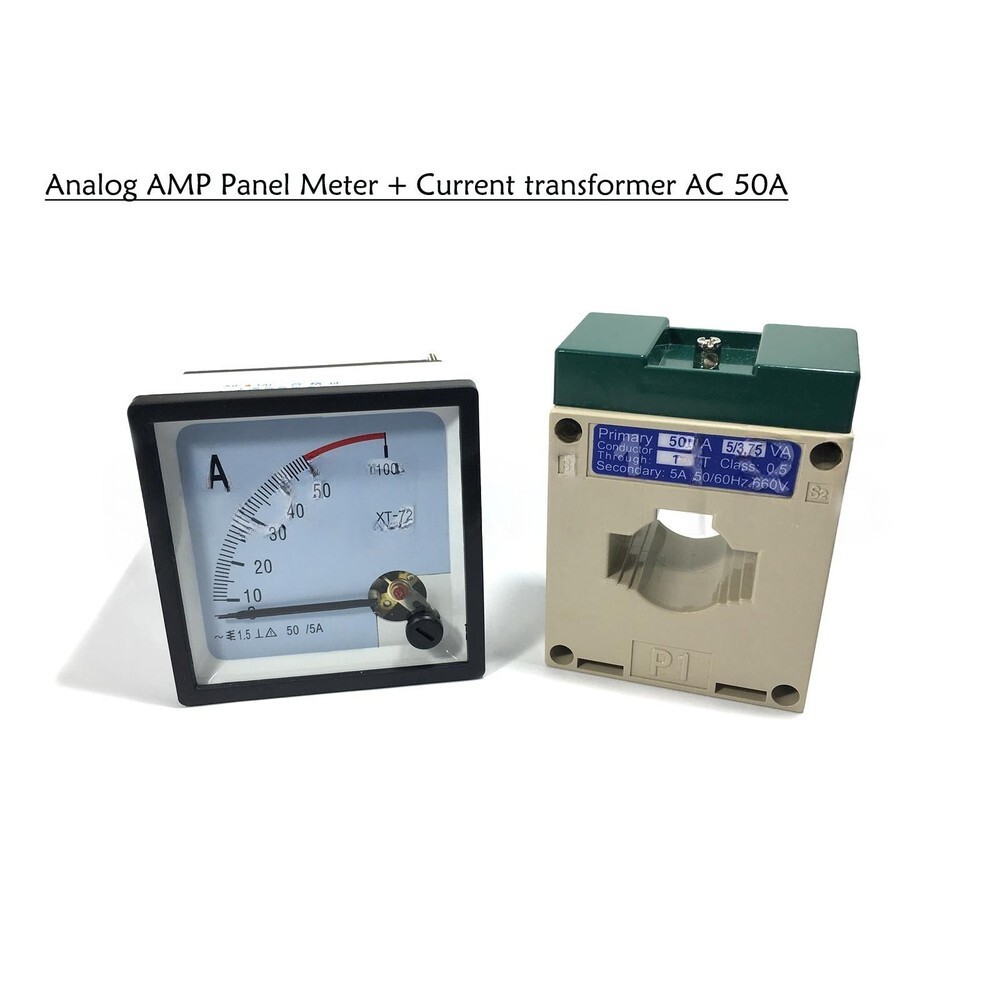 AC 0 ~ 50A Analog AMP Current Panel Meter Ammeter & Current Transformer