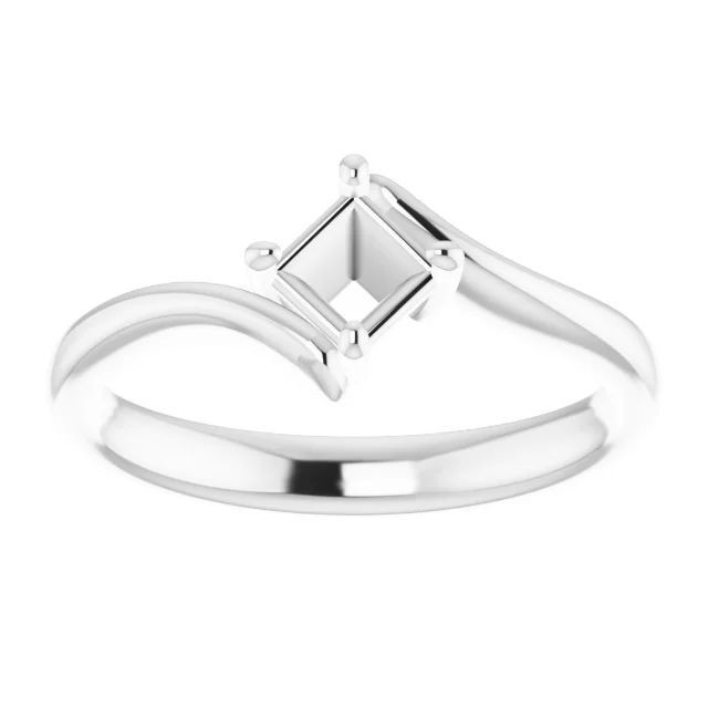 Women Engagement Ring Setting Square 5mm Semi Mount 925 Silver Blank Ring