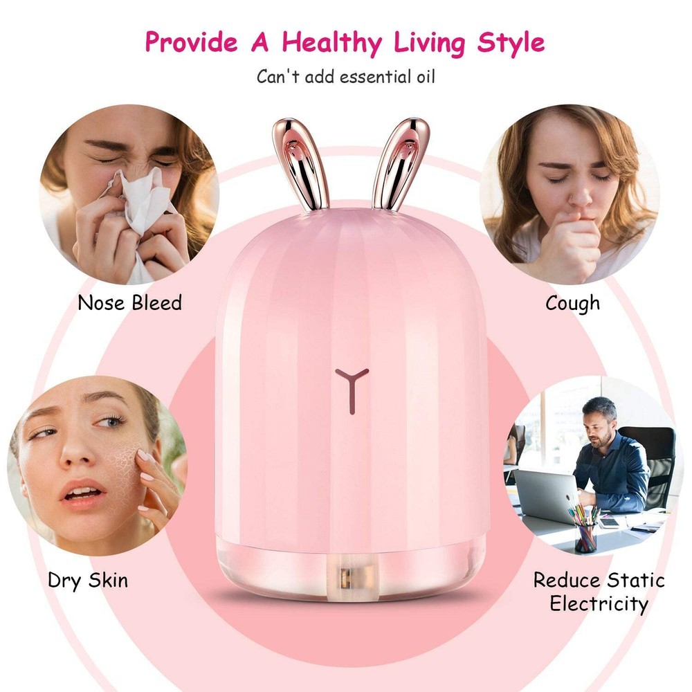 220ml Cool Mist Humidifier Ultrasonic Air Diffuser Atomizer w/7 Color Breathing