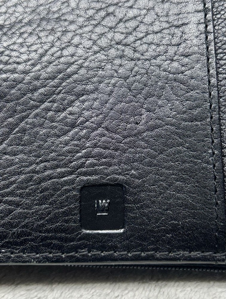 Black Leather Travel Wallet Organizer Zippered Document Holder