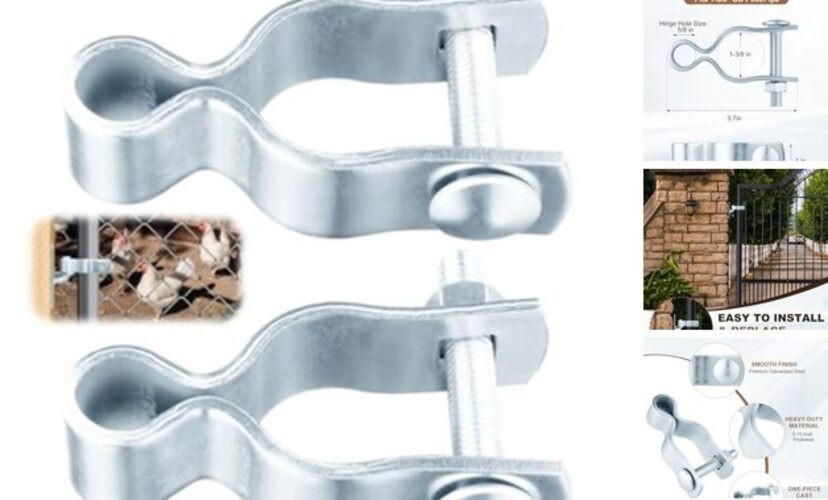 2 Pack Gate Frame Hinges, Galvanized Chain Link Fence Gate Hinges Heavy-Duty,