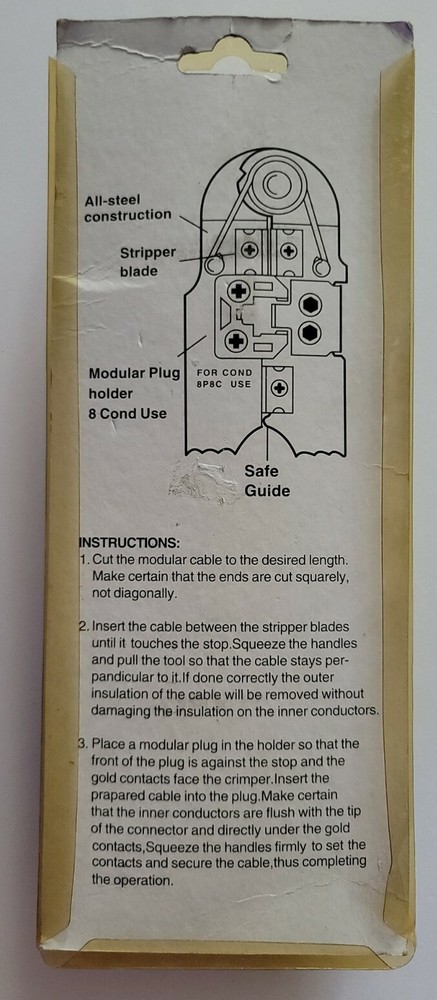 8P8C Modular Telephone Plug Crimping Tool.