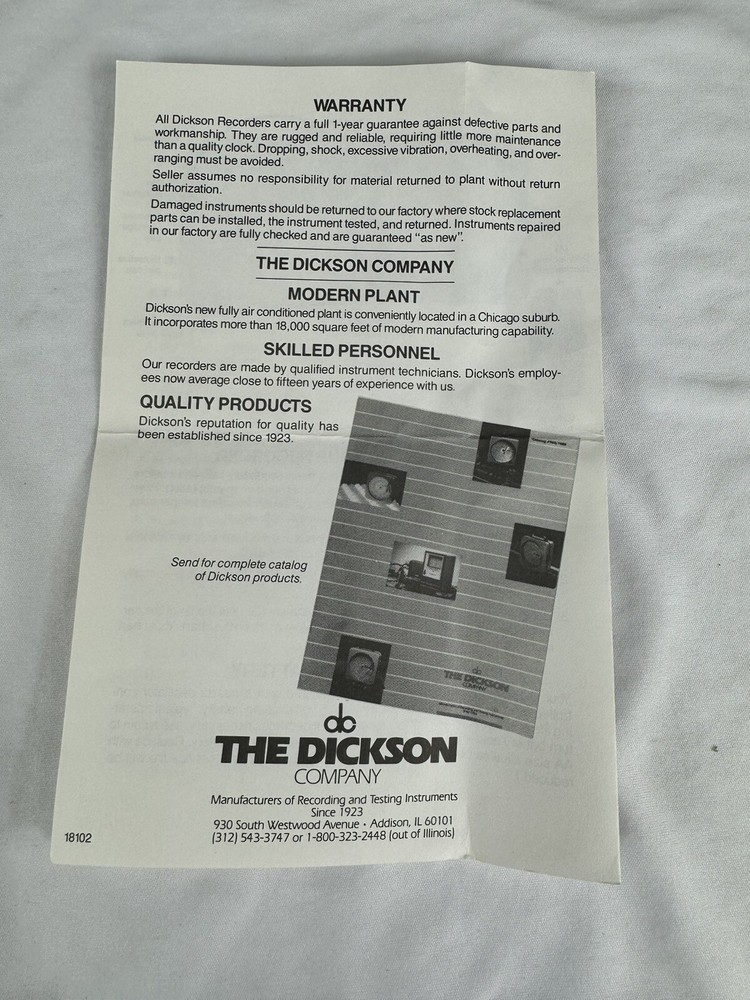 Vintage Dickson Model SC4 - Temperature Recorder - Not Tested