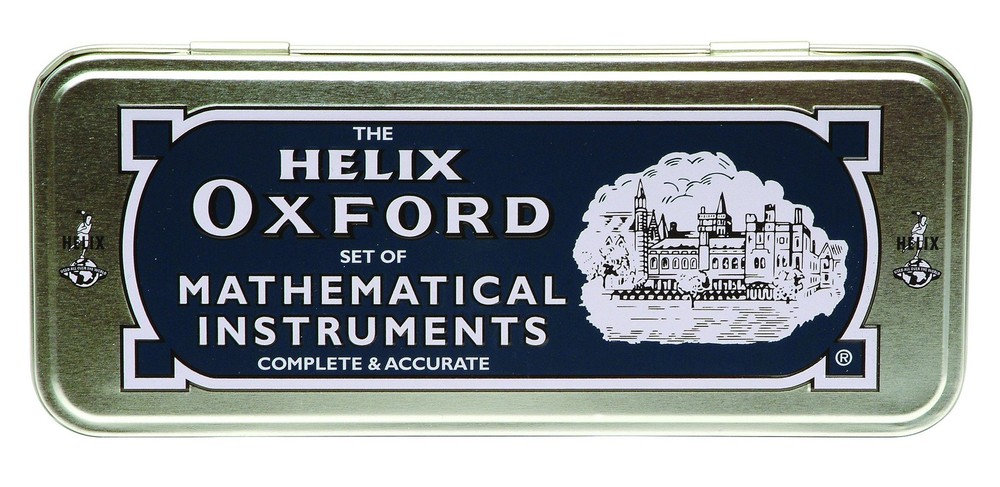 Helix Oxford Maths Set with Storage Tin Tin, ORIGINAL