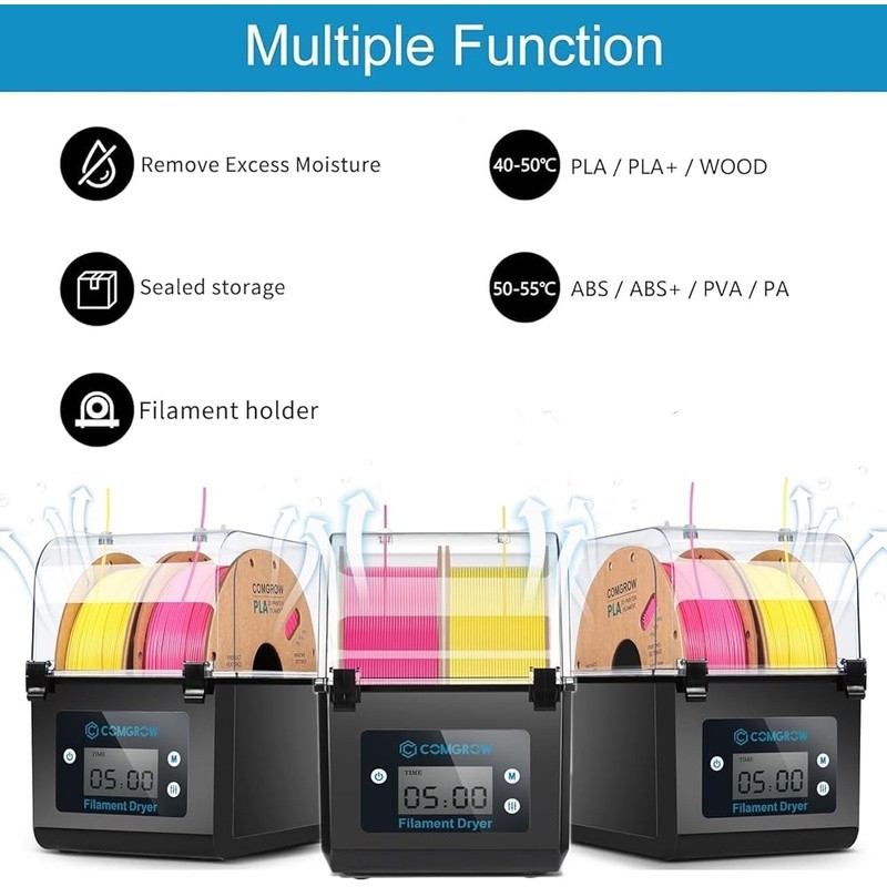 Filament Dryer Box 3D Printer Moisture Removal Temperature Control Large Storage