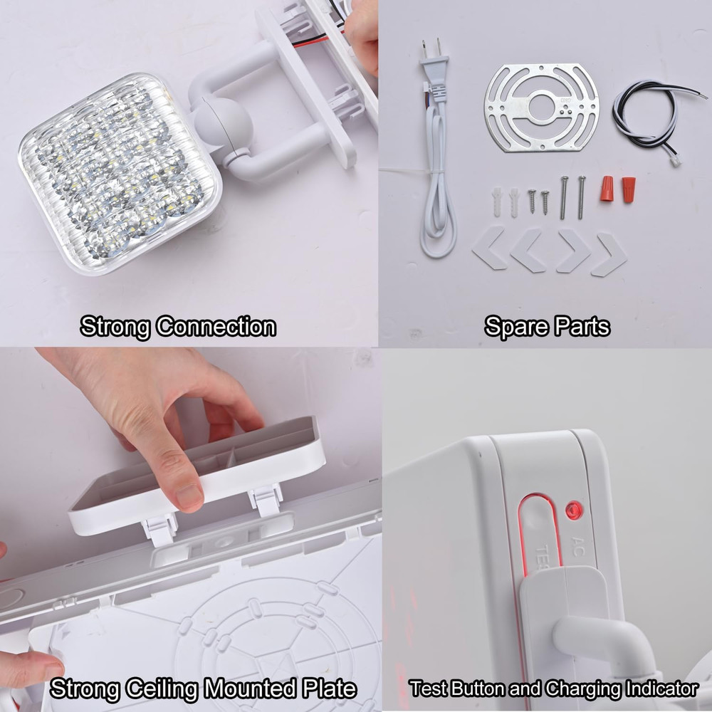 Red Exit Sign with Emergency Lights, 200Lm 3Hours Plug in Exit Sign Battery Back