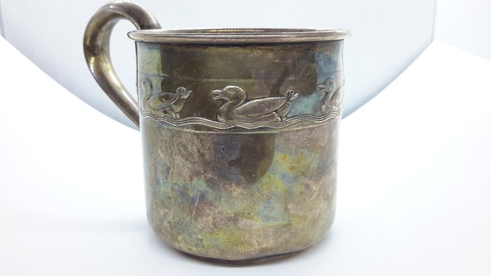 Sterling Silver Baby Cup DUCKS Design. Reed Barton