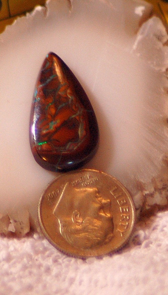 Koroit Boulder Opal freeform oval Cabochon green Fire