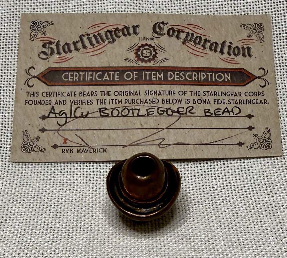STARLINGEAR BOOTLEGGER BEAD, w/ Certificate Card, Monkey Edge