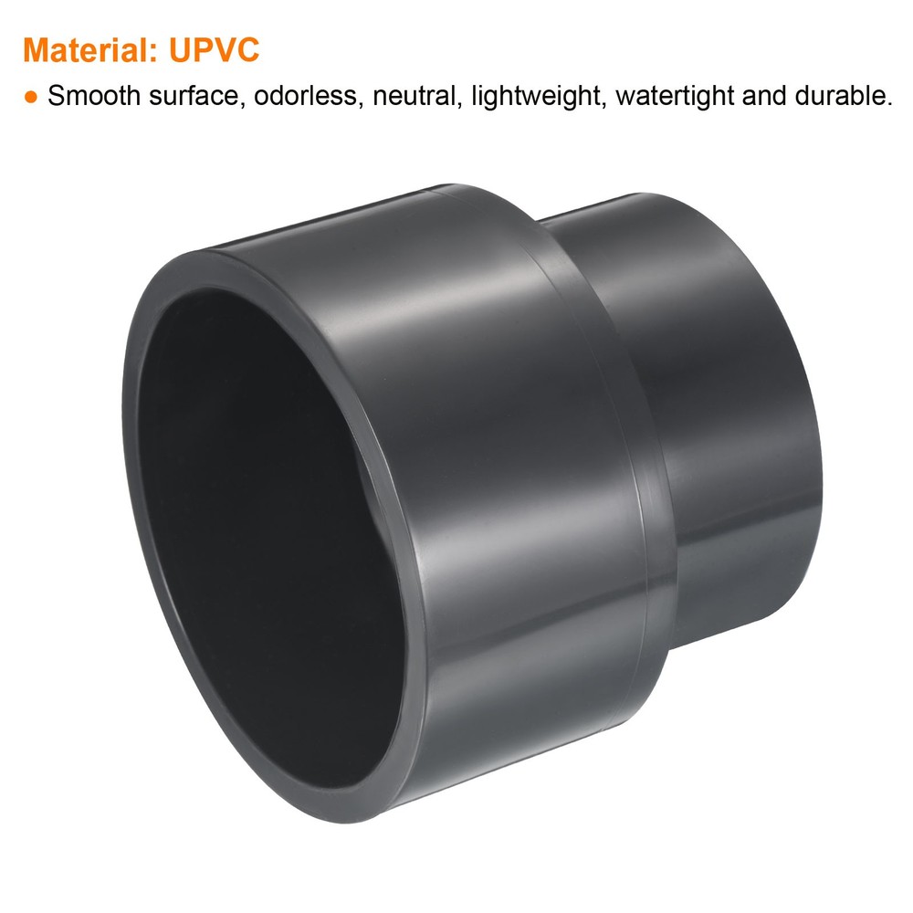 4"x3" SCH80 UPVC Reducer Pipe Fitting Straight Coupling Connector, Grey