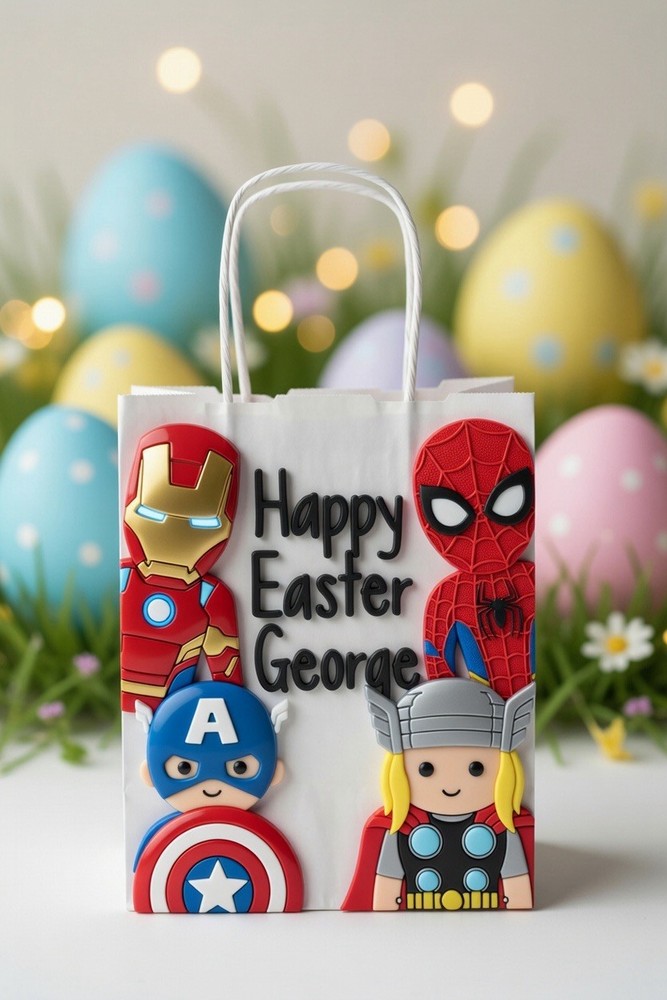 Custom Easter  Bag - Superheroes   Easter Bag  - Personalised  Easter Bag