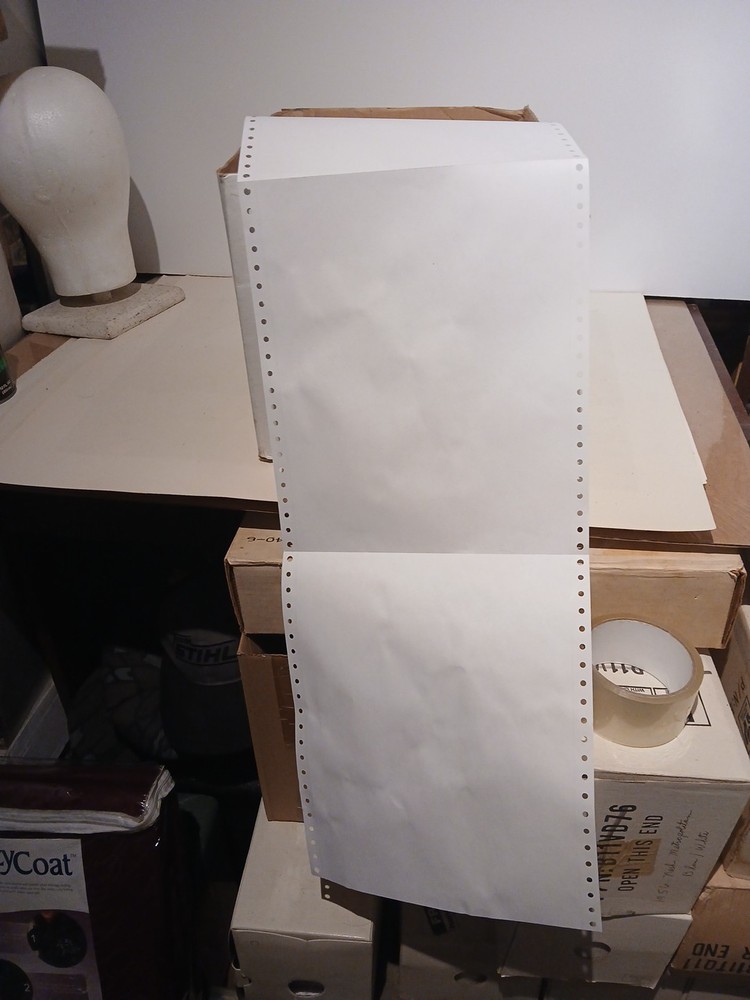 Vtg. Continuous Feed Paper 9.5X 11 Dot Matrix Computer Paper 2000+ Sheets