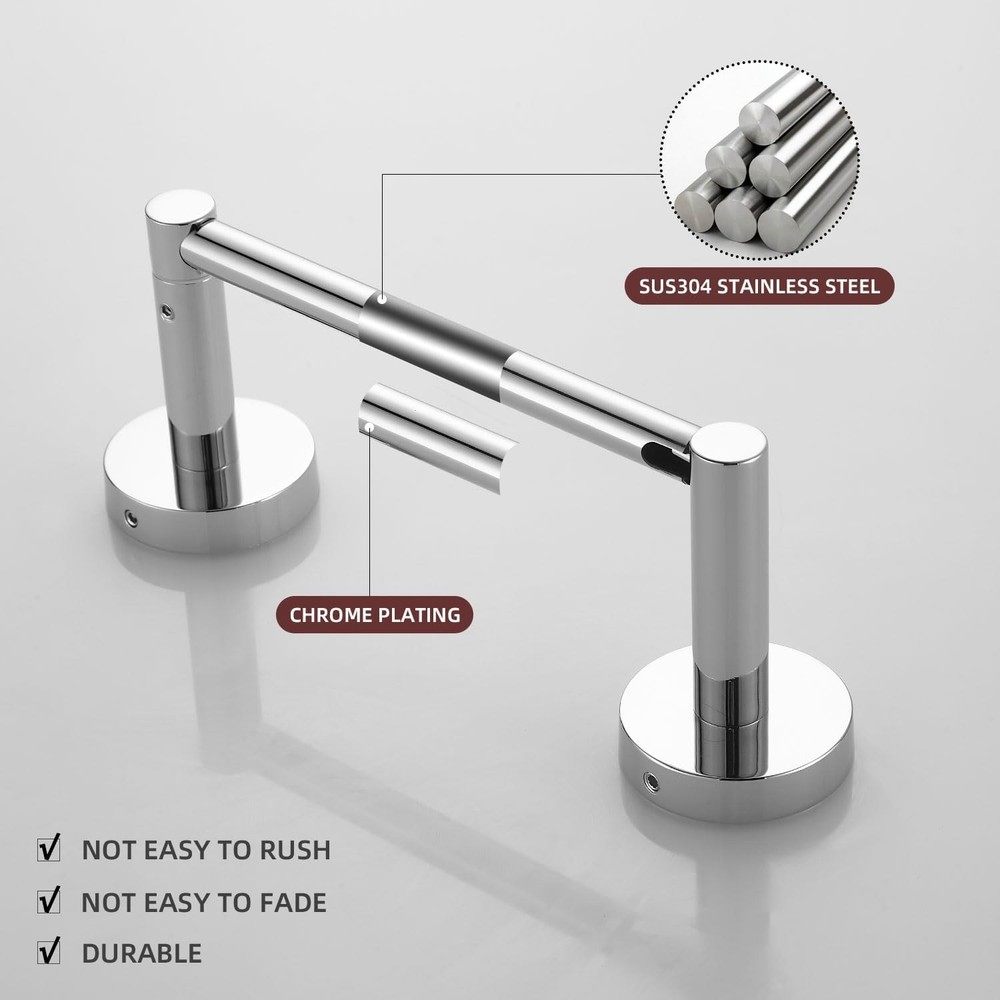 Chrome Bathroom Accessories, Polished Silver Bathroom Hardware Set Includes D...
