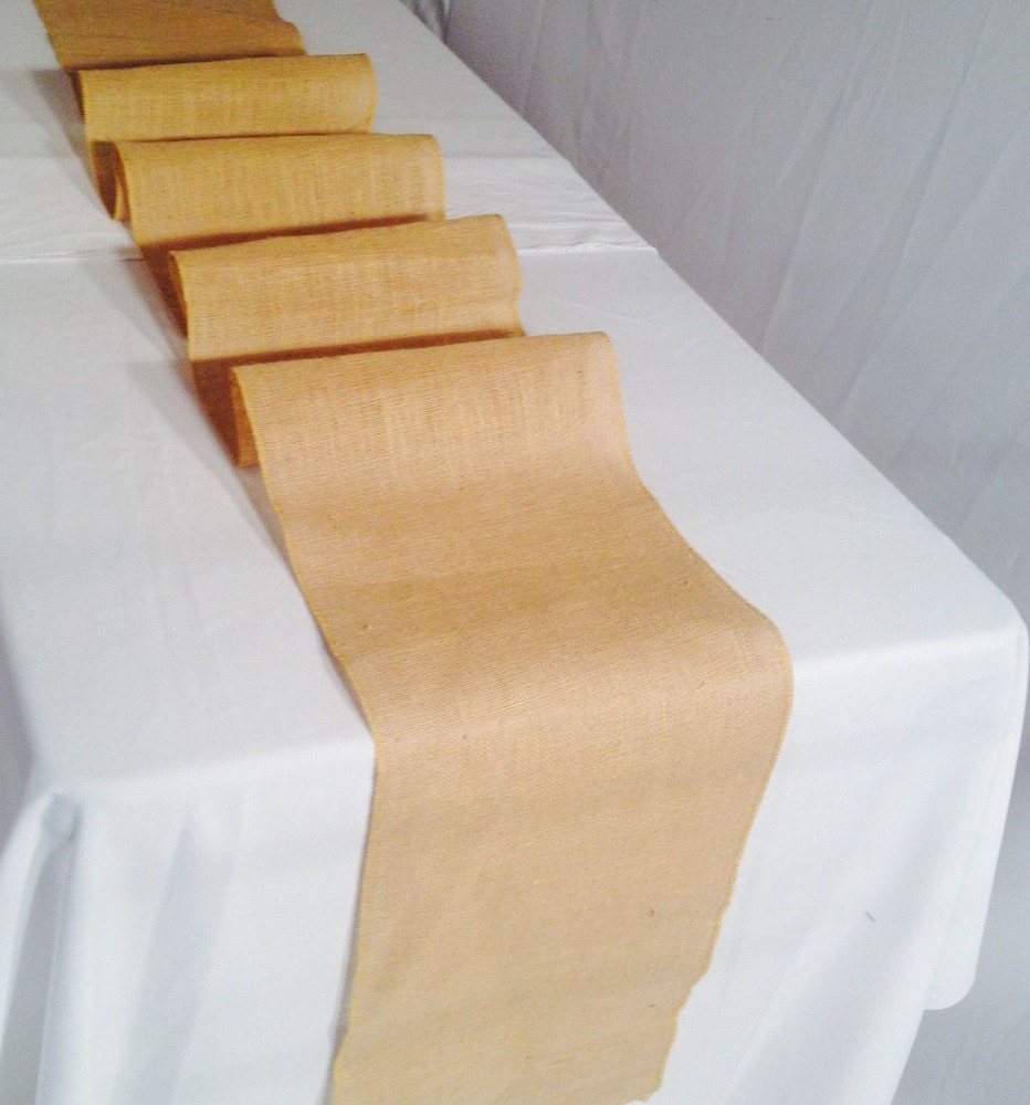 10 pack Burlap Table Runner 14" x 72" 100% JUTE BURLAP TABLE DECOR WEDDING
