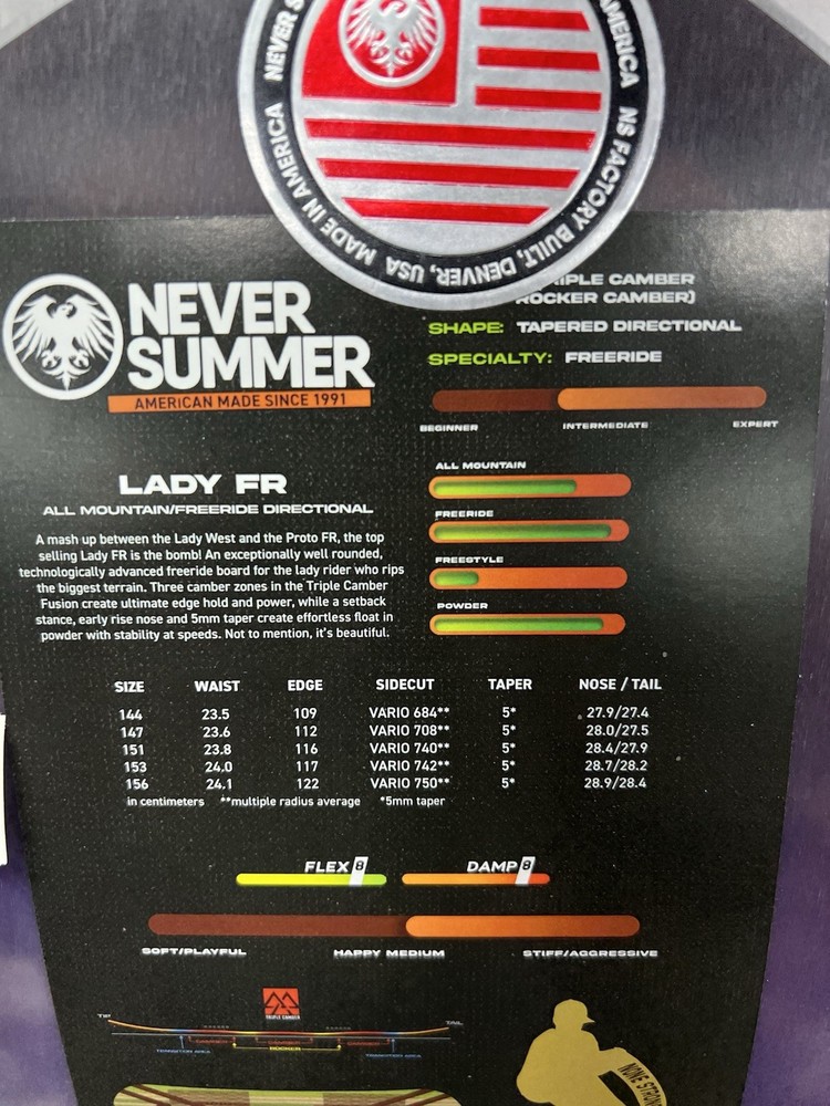 Never Summer Lady FR 156 cm NEW