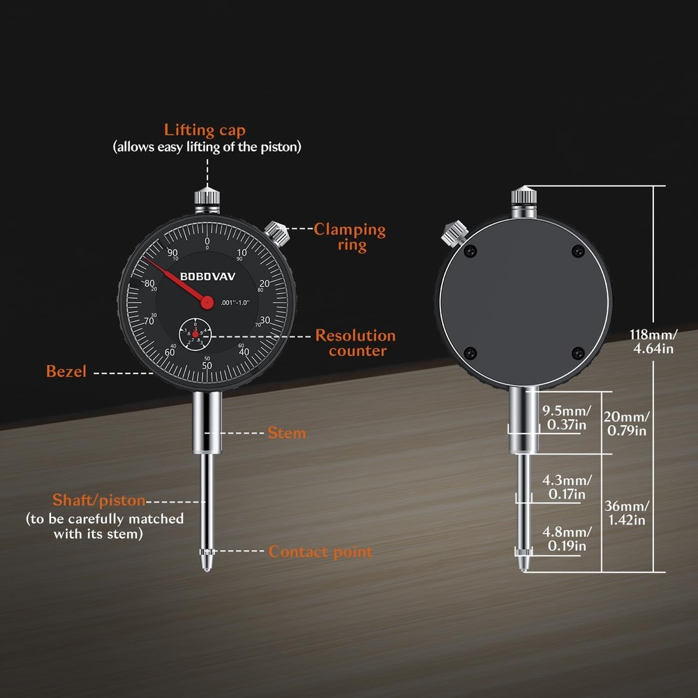 BOBOVAV Dial Indicator with Magnetic Base