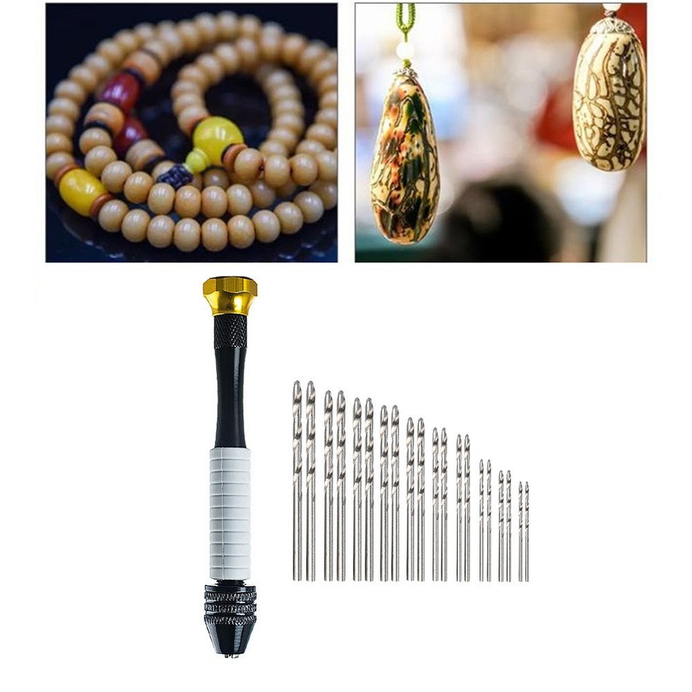 Hand Drill Kit with 20 Bits for Jewelry Model Electronic Assembly and More