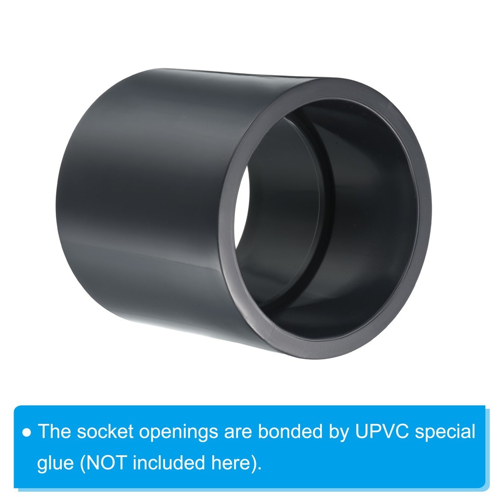 UPVC Pipe Fitting 90mm Socket, 1 Pack Straight Coupling, Dark Grey