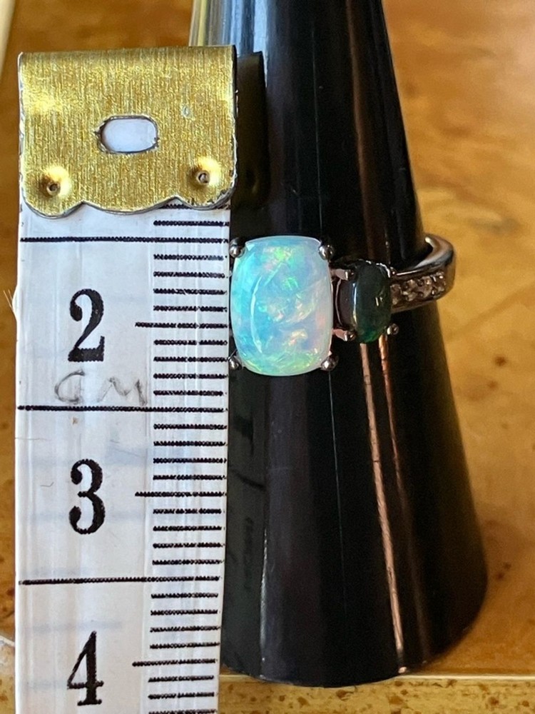 Genuine Ethiopian Opal Sterling Silver Ring Size 8