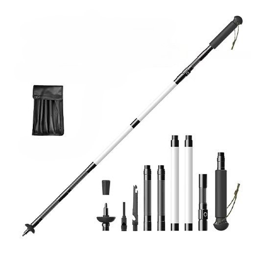 121CM Hiking Pole with Strong Flashlight, Foldable with Tactical Knife