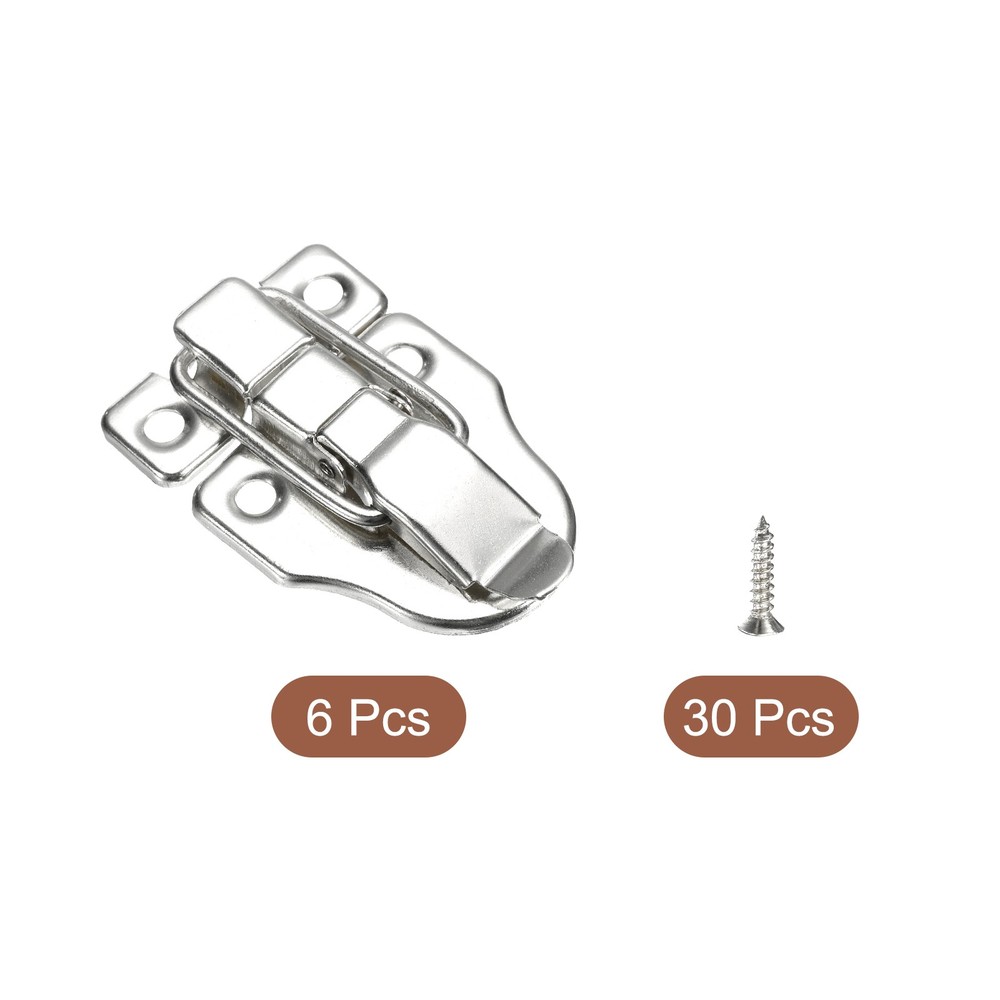 6Pcs Duck-billed Hasp Lock Retro Box Toggle Latch without Padlock Hole Silver