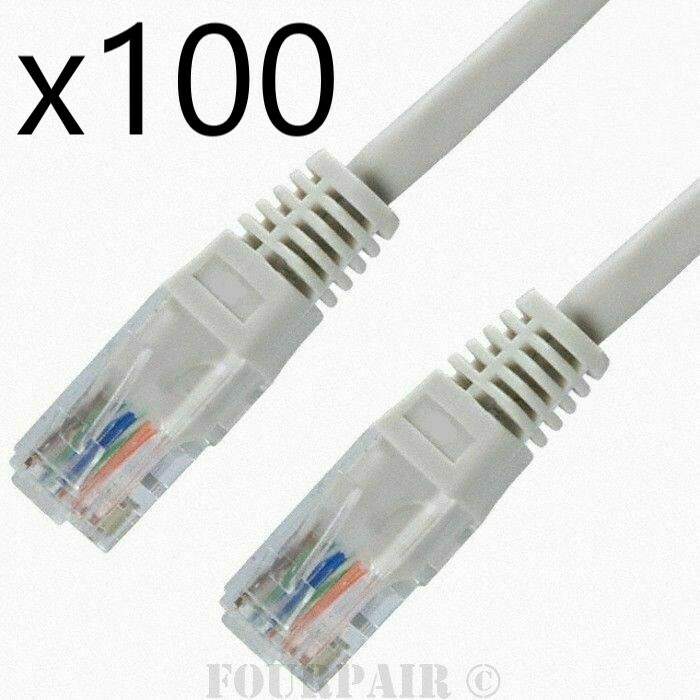 100 Pack Lot - 15ft CAT6 Ethernet Network LAN Router Patch Cable Cord Wire Gray
