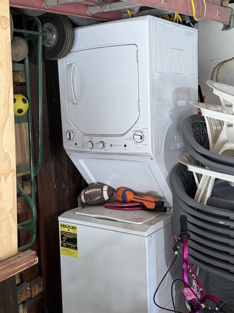 White Electric Stackable Washer Dryer Combo, Top/Front Load, Timed Dry