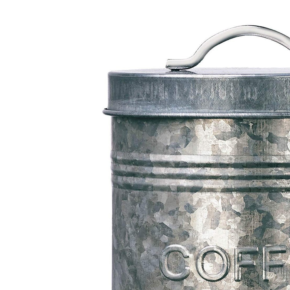 Rustic Kitchen Coffee Metal Canister | Galvanized Metal Storage Container wit...
