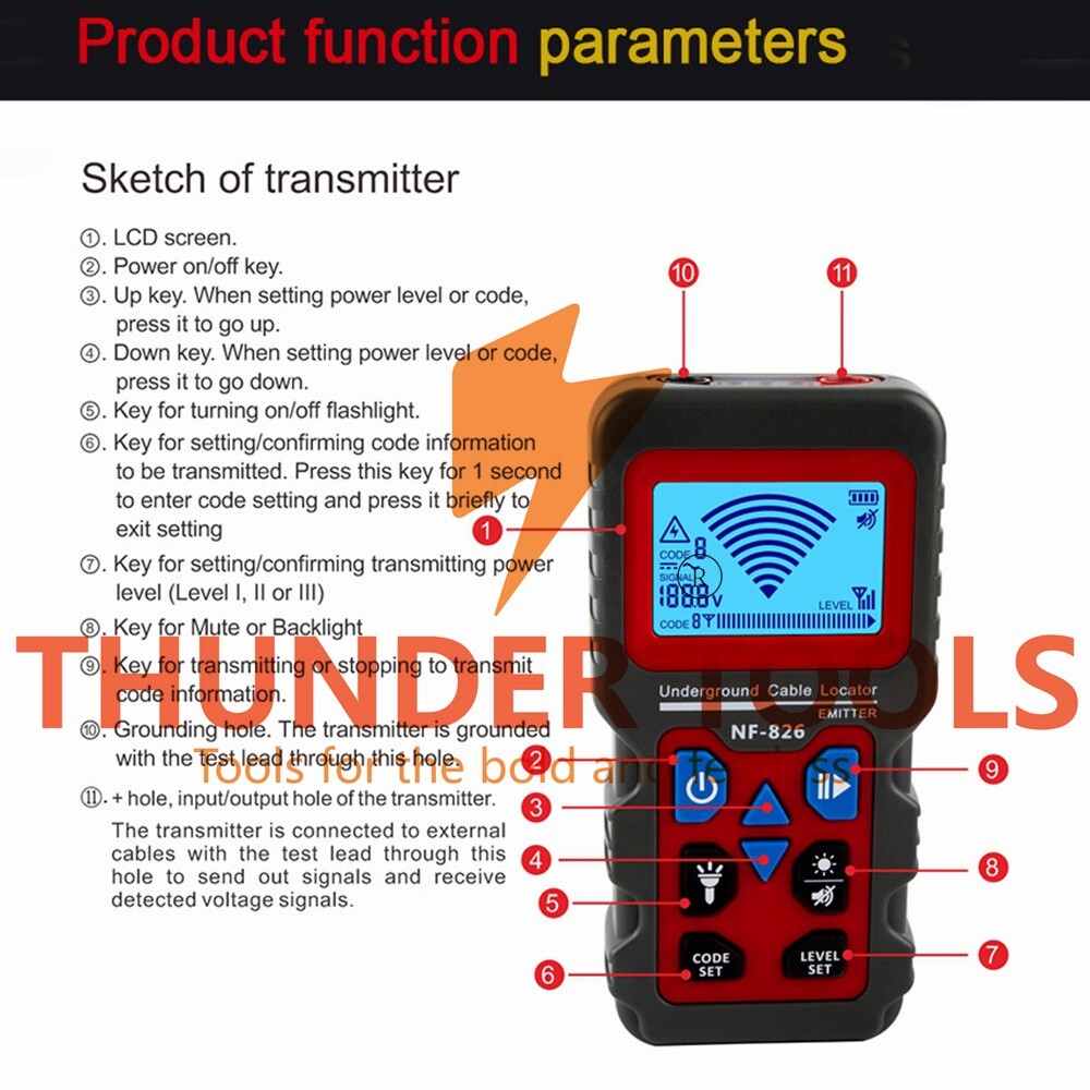 Thunder Tools NOYAFA NF-826 Underground Cable Locator Wire Tracking