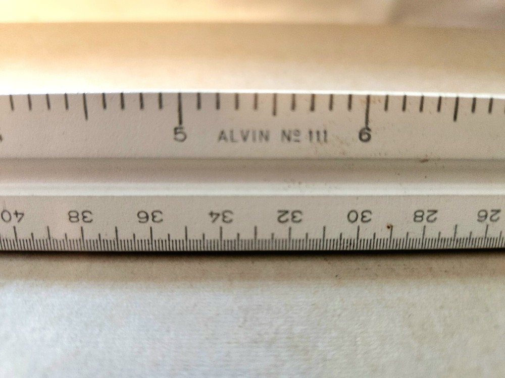 Vintage ALVIN No.111 U. S. ST'D Triangular Engineering Scale Ruler (1) Hardwood