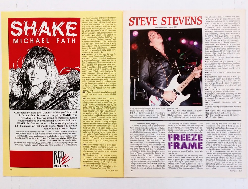 STEVE STEVENS ATOMIC PLAYBOYS INTERVIEW-1990 4PG MAGAZINE ARTICLE PINUP CLIPPING