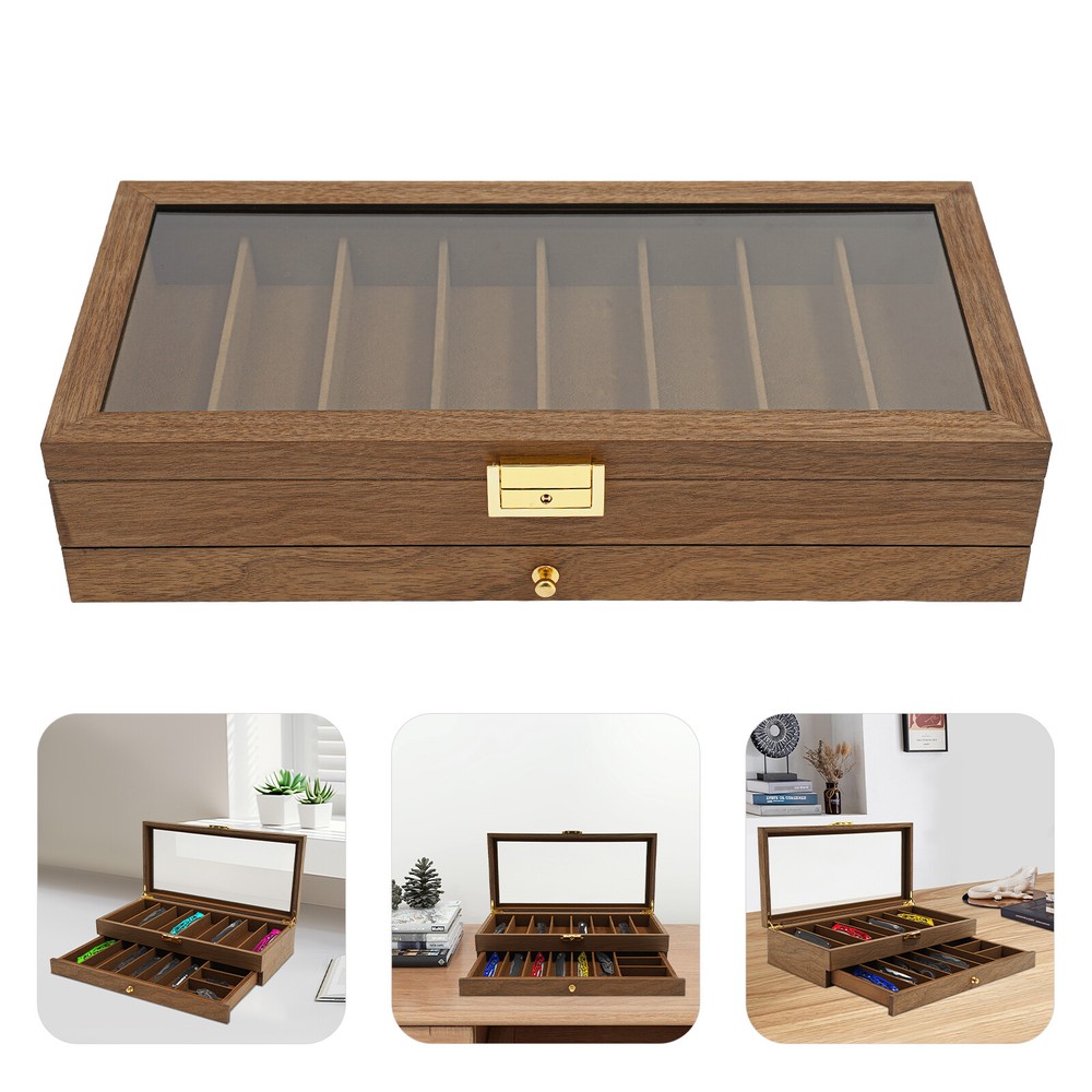 Knife Display Case, Knife Storage Box, 2-Tier Knife Display Case Organizer