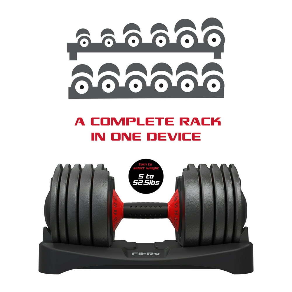 Adjustable Dumbbell Weights Set 5-52.5 Lbs Quick-Select Weight Training Rack Set