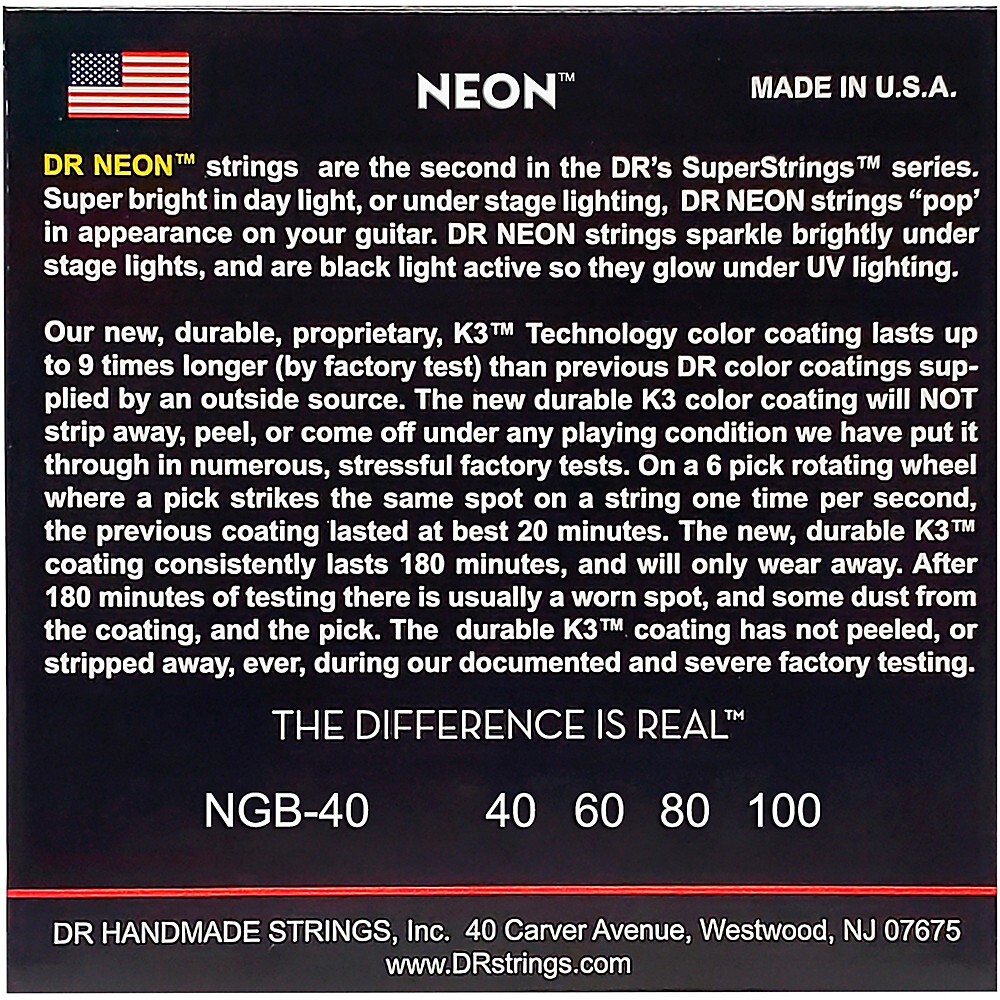 DR Strings NEON Hi-Def Green Bass SuperStrings Light 4-String