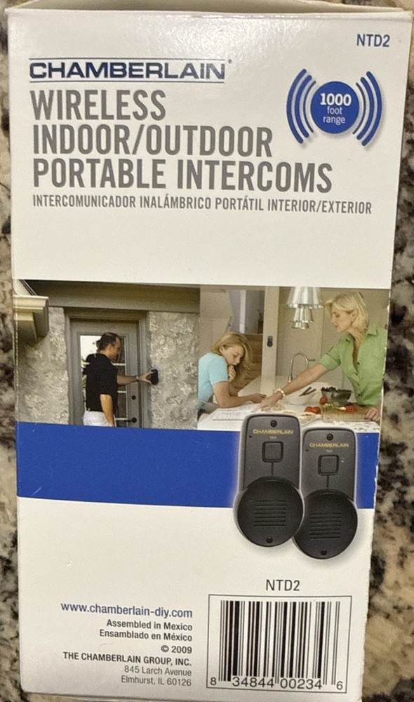Chamberlain Wireless Indoor Outdoor Portable Intercom System NTD2 1000 ft Range