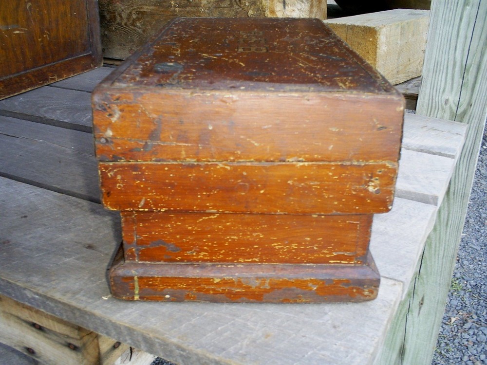 Antique Painted Chest Trunk Tool Box Primitive AAFA