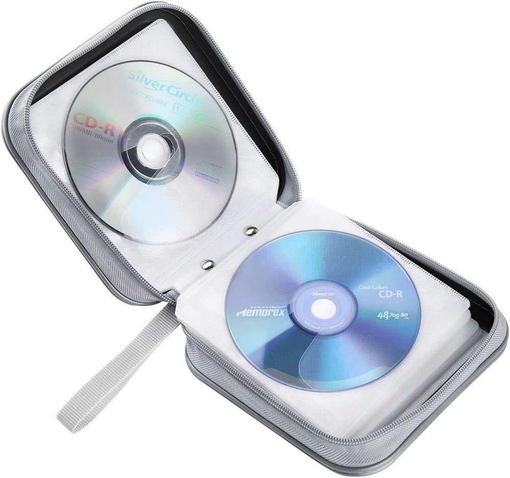 CD Case, 40 Capacity CD/DVD Case Holders Wallet Hard Plastic DVD Disc Black