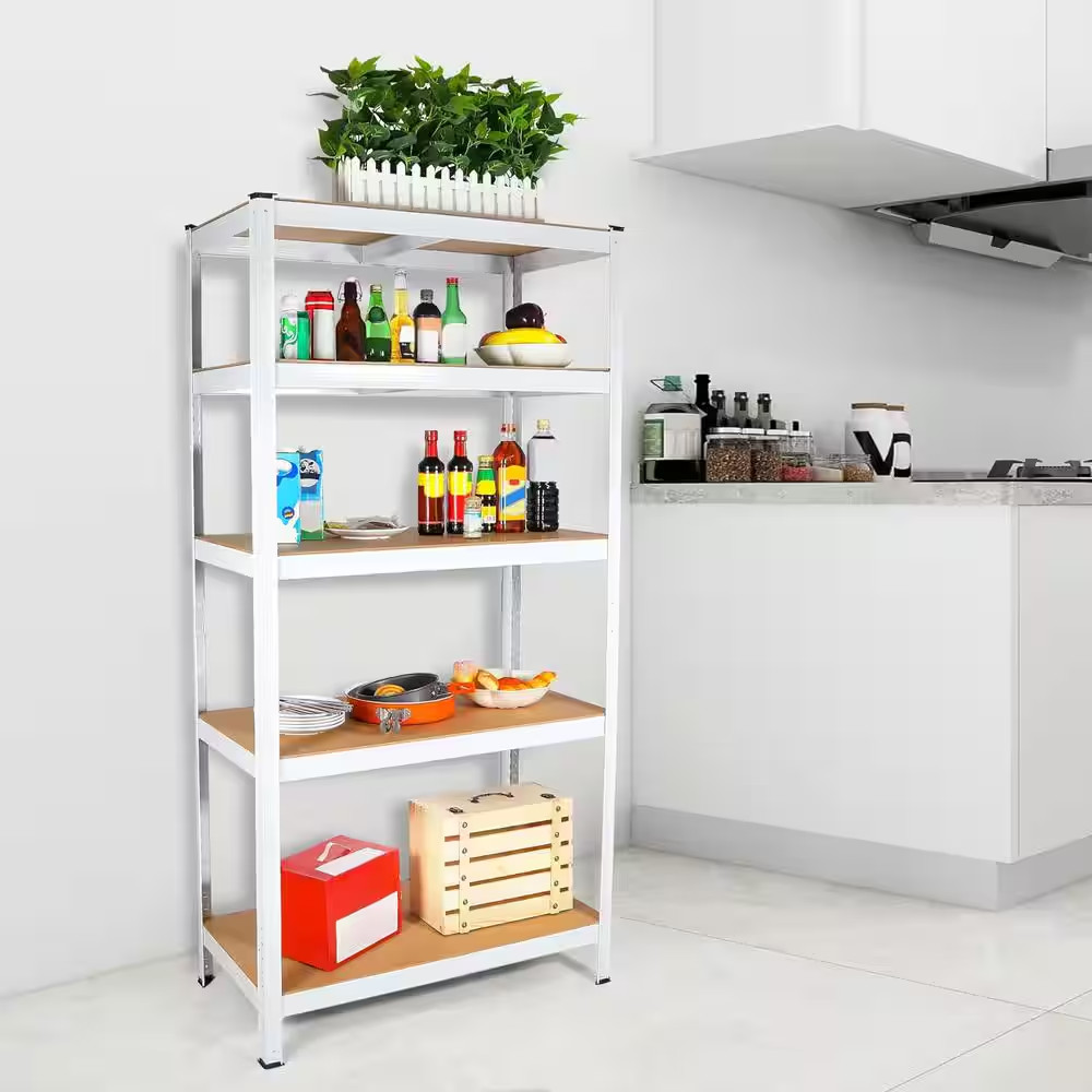 5-Shelf Metal Pantry Organizer with Adjustable Height, Multipurpose Kitchen Stor